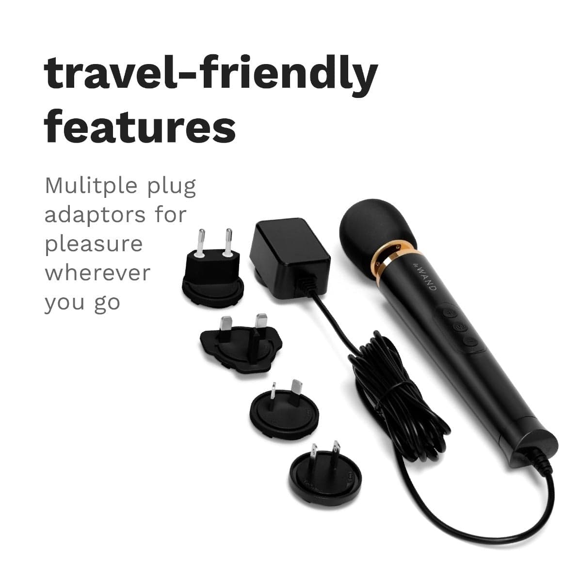 Le Wand - Powerful Petite Massage Wand Plug-In | Black/ Gold Le Wand - For Me To Love