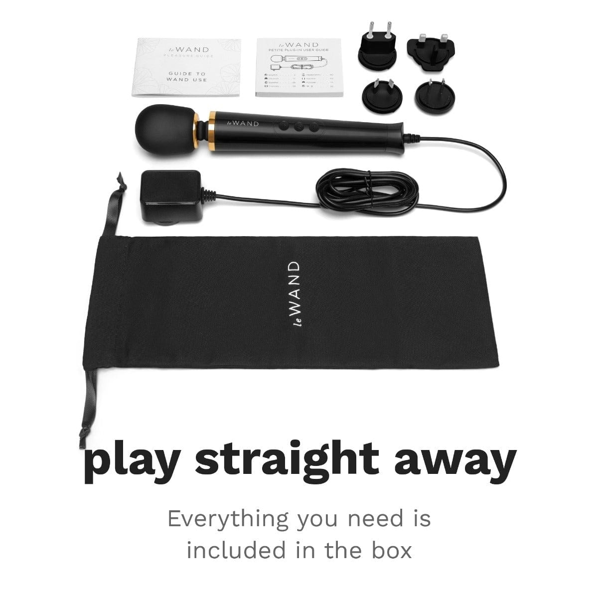 Le Wand - Powerful Petite Massage Wand Plug-In | Black/ Gold Le Wand - For Me To Love