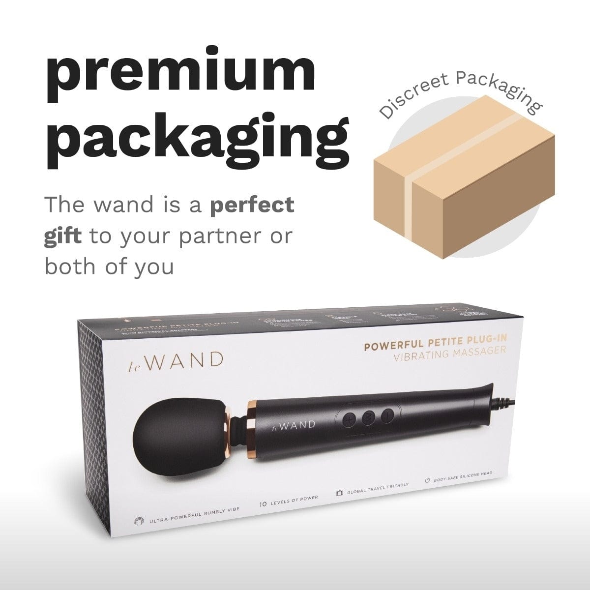 Le Wand - Powerful Petite Massage Wand Plug-In | Black/ Gold Le Wand - For Me To Love