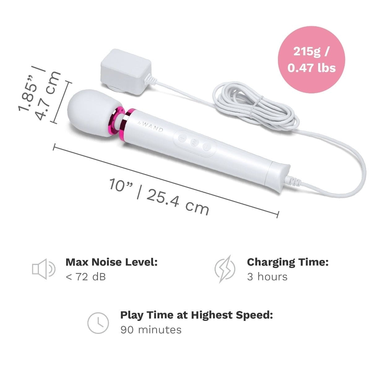 Le Wand - Powerful Petite Massage Wand Plug-In | White/ Pink Le Wand - For Me To Love