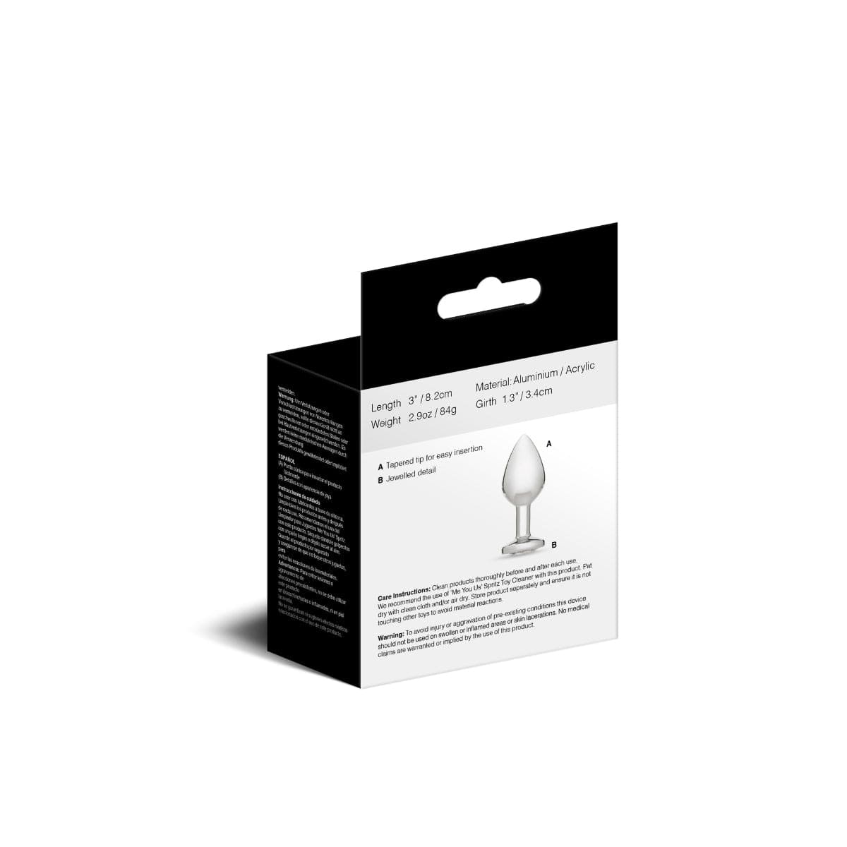 Me You Us Crystal Jewels Aluminium Butt Plug - Clear Diamond - Choice of Large or Medium Me You Us - For Me To Love