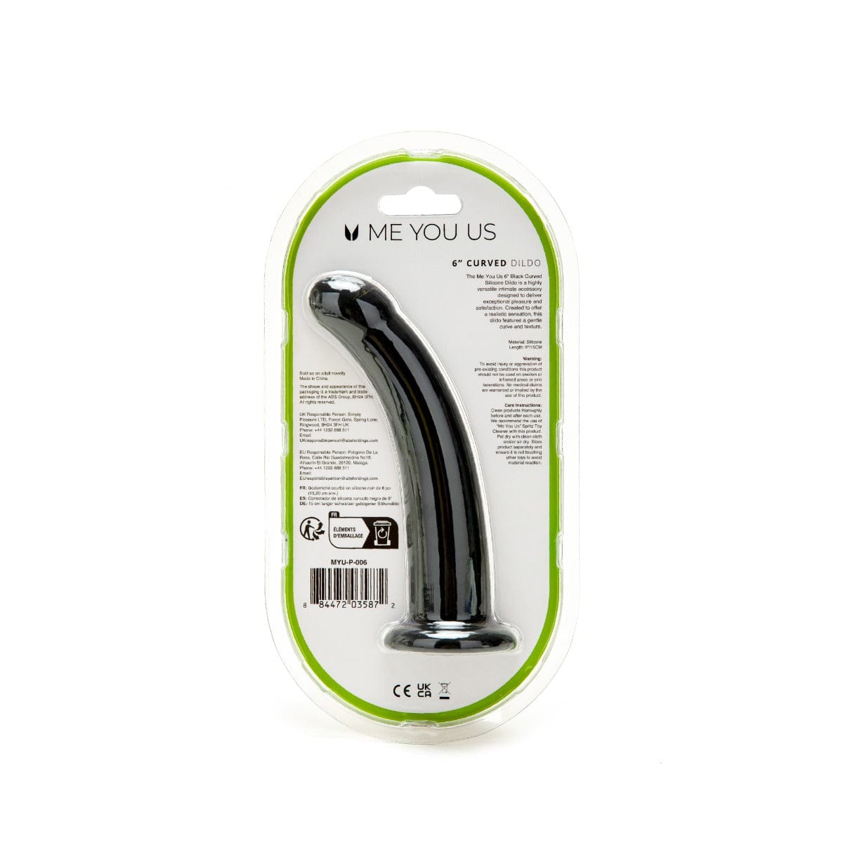Me You Us - Curved Silicone 6 inch Dildo | Choice of Black or Blue Me You Us - For Me To Love