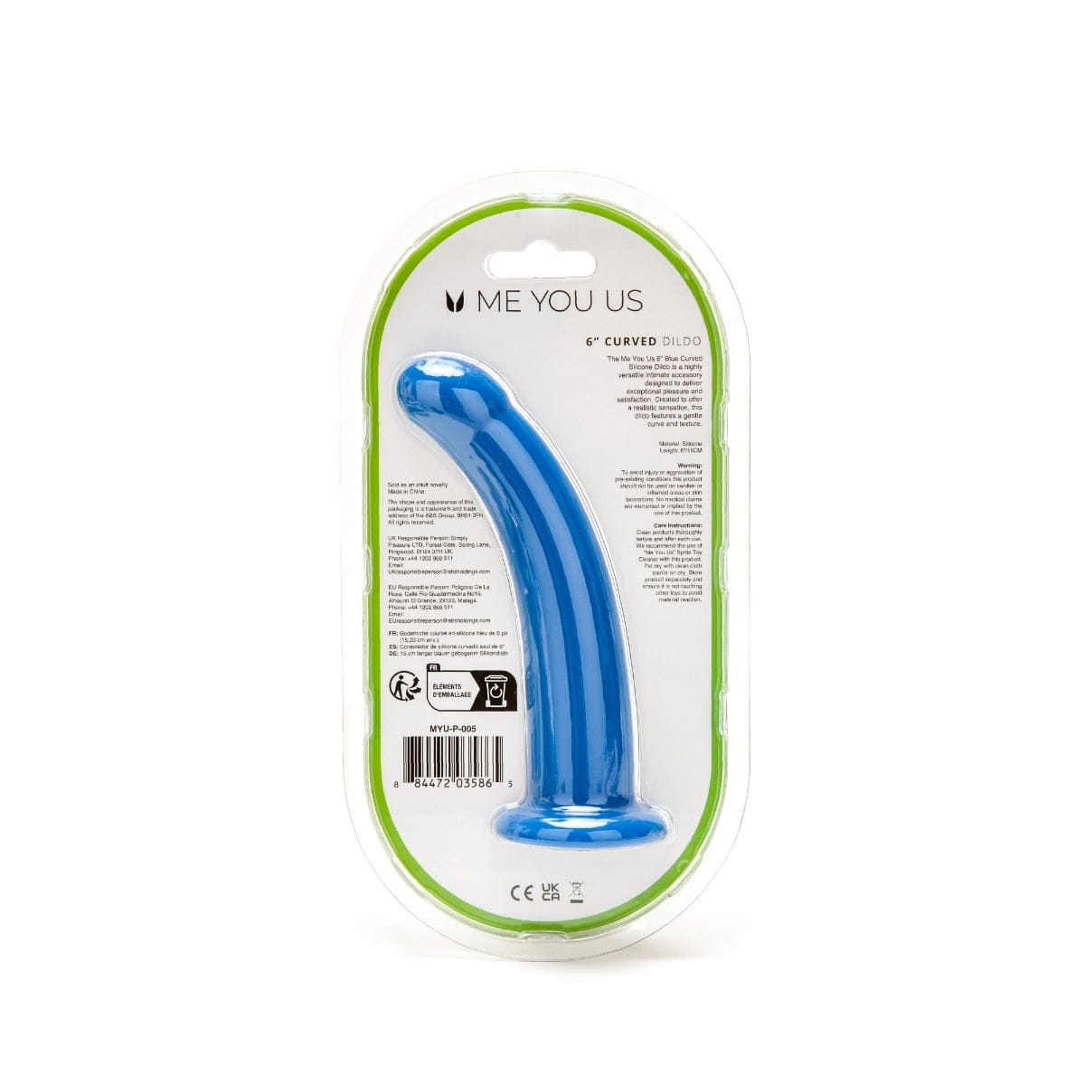 Me You Us - Curved Silicone 6 inch Dildo | Choice of Black or Blue Me You Us - For Me To Love