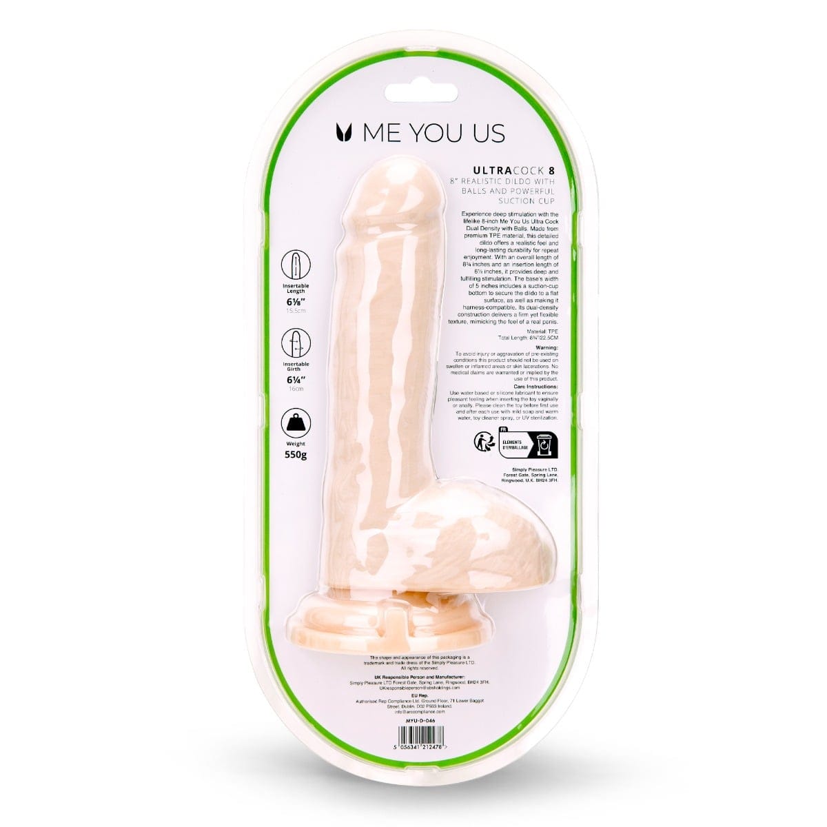 Me You Us - Ultra Cock Dual Density Dildo with Balls and Suction Cup Base | 8 inches Me You Us - For Me To Love