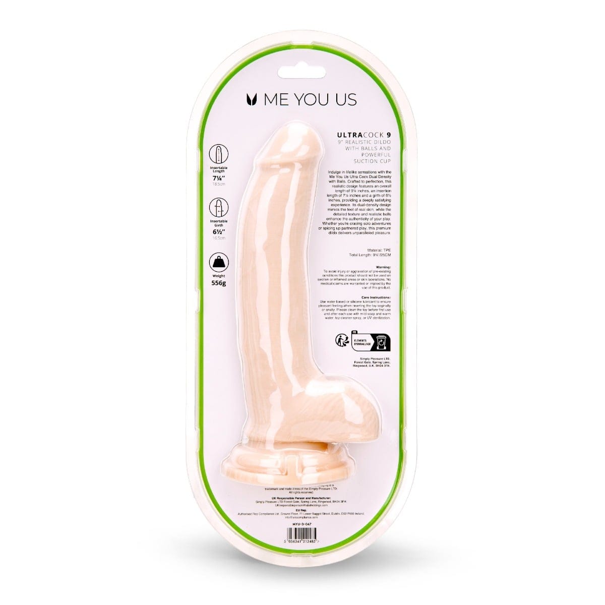 Me You Us - Ultra Cock Dual Density Dildo with Balls and Suction Cup Base | 9 inches Me You Us - For Me To Love