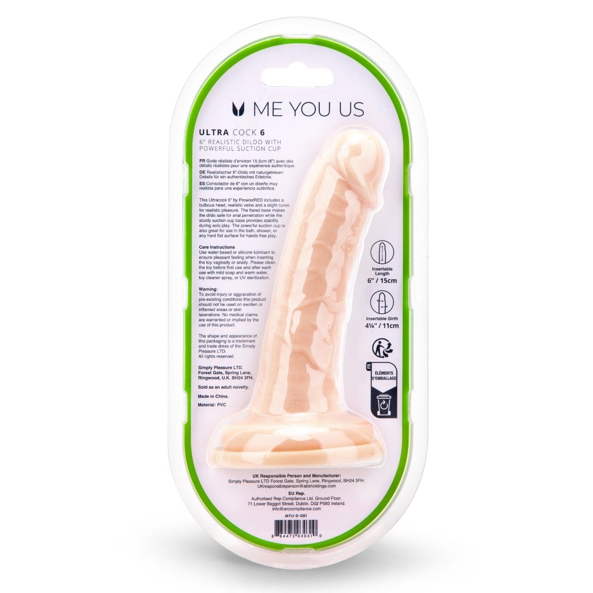 Me You Us - Ultra Realistic Dildo with Suction Cup Base | 6 inches Me You Us - For Me To Love