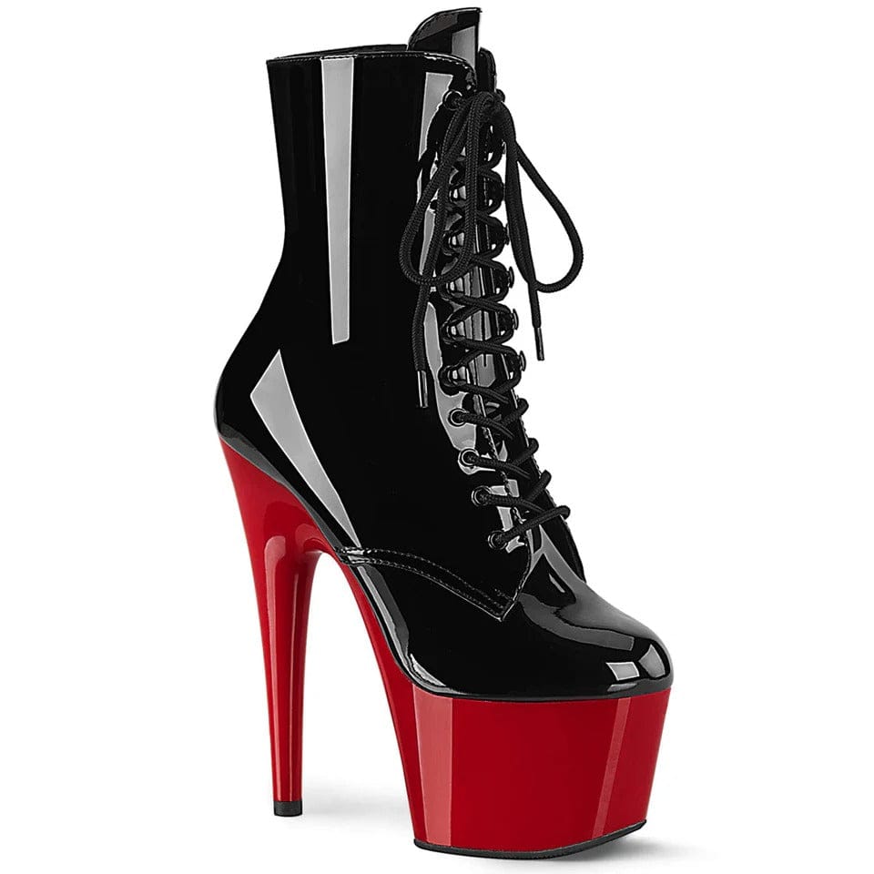Pleaser - Adore 1020 Black/Red Patent Ankle Boot with 7 inch Platform Heel | UK 2-11 Pleaser - For Me To Love