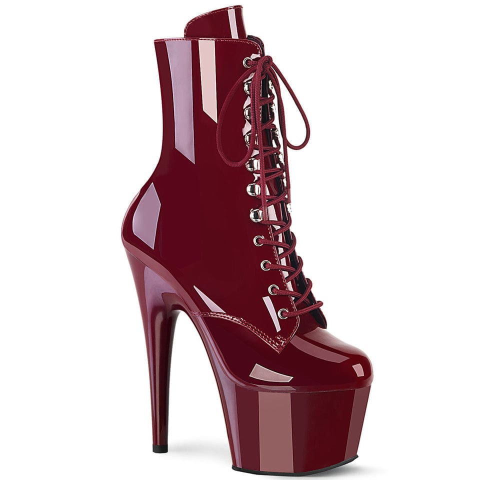 Pleaser - Adore 1020 Burgundy Patent Ankle Boot with 7 inch Platform Heel | UK 2-11 Pleaser - For Me To Love