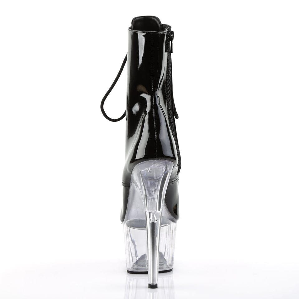 Pleaser - Adore 1021 Black/Clear Peep Toe Platform Boots with 7 inch Heel | UK 2-11 Pleaser - For Me To Love