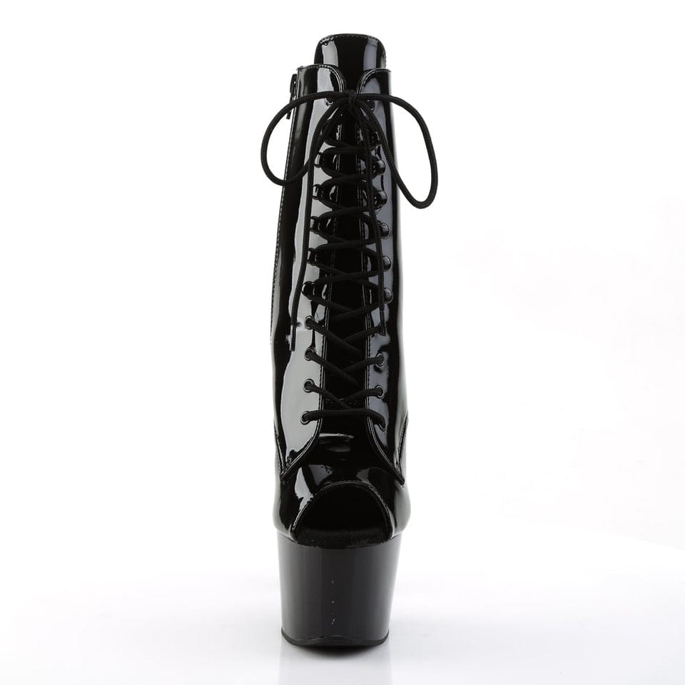 Pleaser - Adore 1021 Black Peep Toe Platform Boots with 7 inch Heel | UK 2-11 Pleaser - For Me To Love