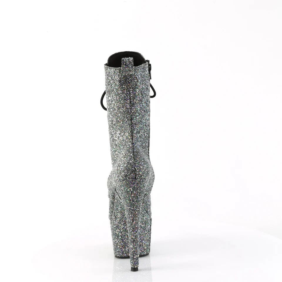Pleaser - Adore-1040GR Black Glitter Ankle Boot with 7 inch Platform Heel | UK 2-9 Pleaser - For Me To Love