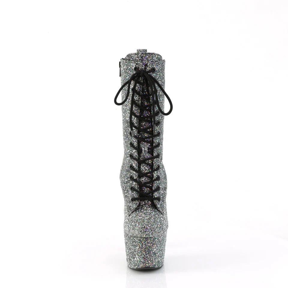 Pleaser - Adore-1040GR Black Glitter Ankle Boot with 7 inch Platform Heel | UK 2-9 Pleaser - For Me To Love