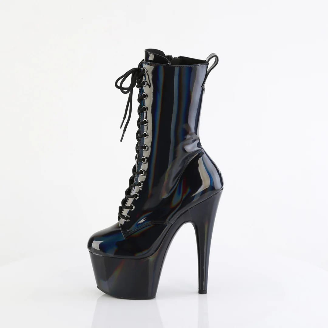 Pleaser - Adore 1040WR-HG Black Hologram Patent Ankle Boot with 7 inch Platform Heel | UK 2-9 Pleaser - For Me To Love