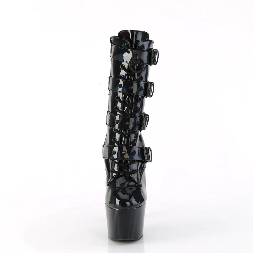 Pleaser - Adore-1046 Black Hologram Ankle Boot with 7 inch Platform Heel | UK 2-9 Pleaser - For Me To Love