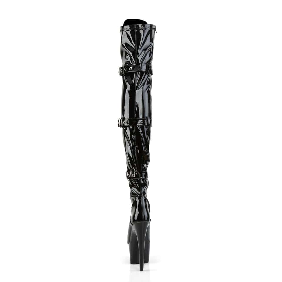 Pleaser - Adore 3028 Black Patent Over The Knee Boots with 7 inch Heel | UK 2-11 Pleaser - For Me To Love