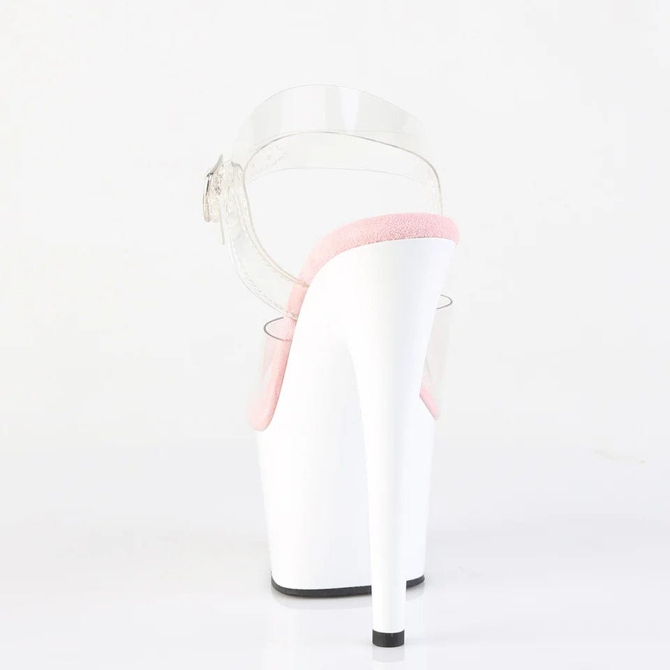 Pleaser - Adore 708 Clear-White/Pink Platform Stilettos with 7 inch Heel | UK 2-11 Pleaser - For Me To Love