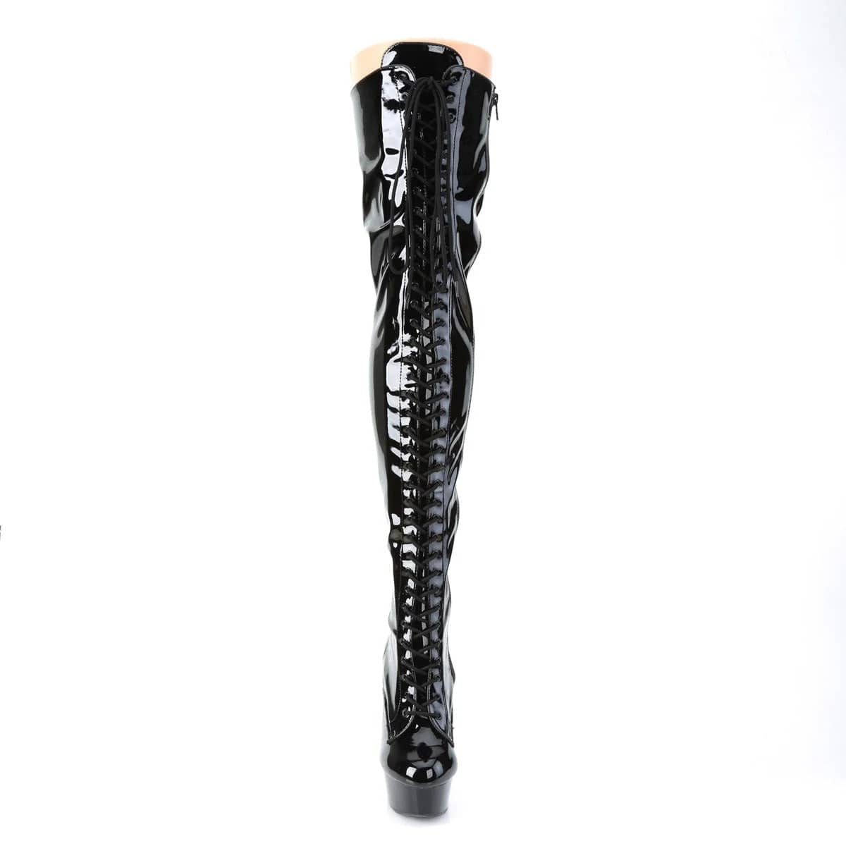 Pleaser - Delight 3023 Black Patent Thigh High Boots with 6 inch Heels | UK 2-9 Pleaser - For Me To Love