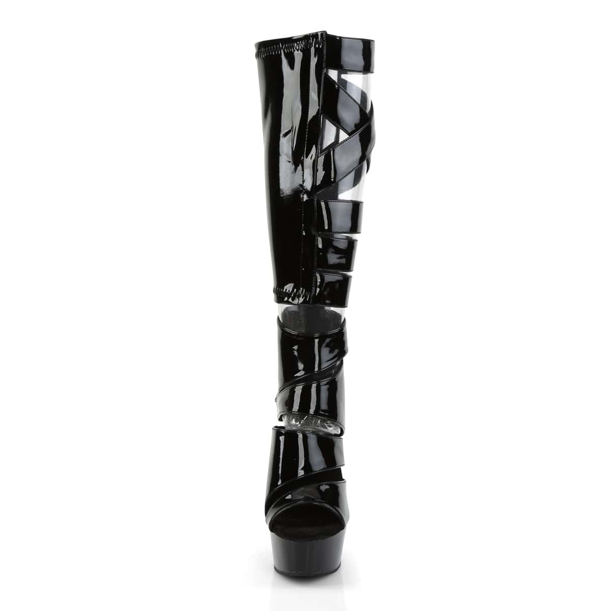 Pleaser - Delight 600-49 Black Platform Knee High Boots with 6 inch Heel | UK 2-8 Pleaser - For Me To Love