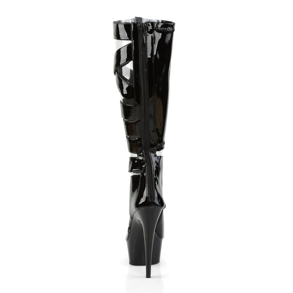 Pleaser - Delight 600-49 Black Platform Knee High Boots with 6 inch Heel | UK 2-8 Pleaser - For Me To Love