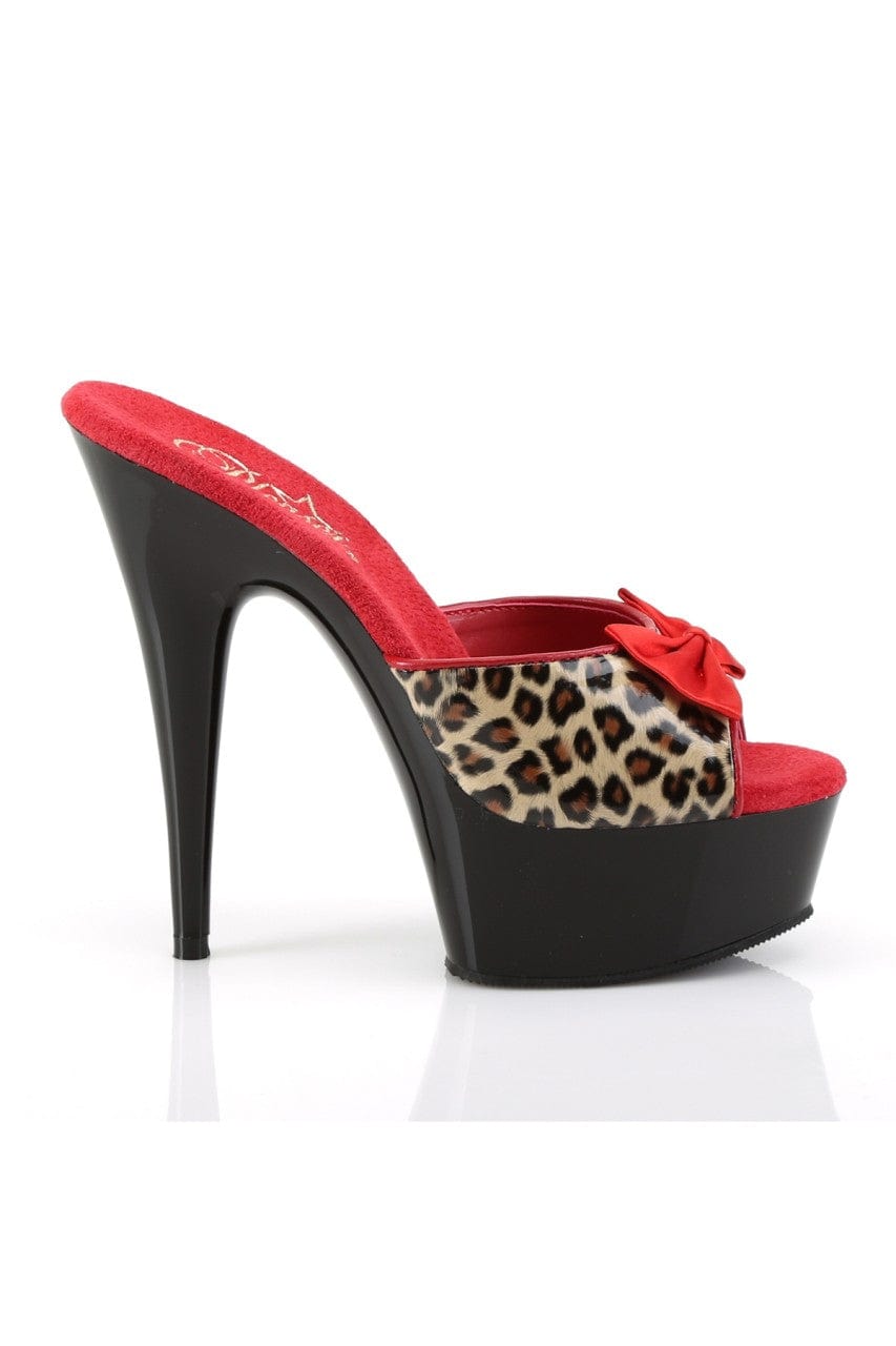 Pleaser Delight-600-6 Leopard Print Platform Mules with 6 inch Heel Pleaser - For Me To Love