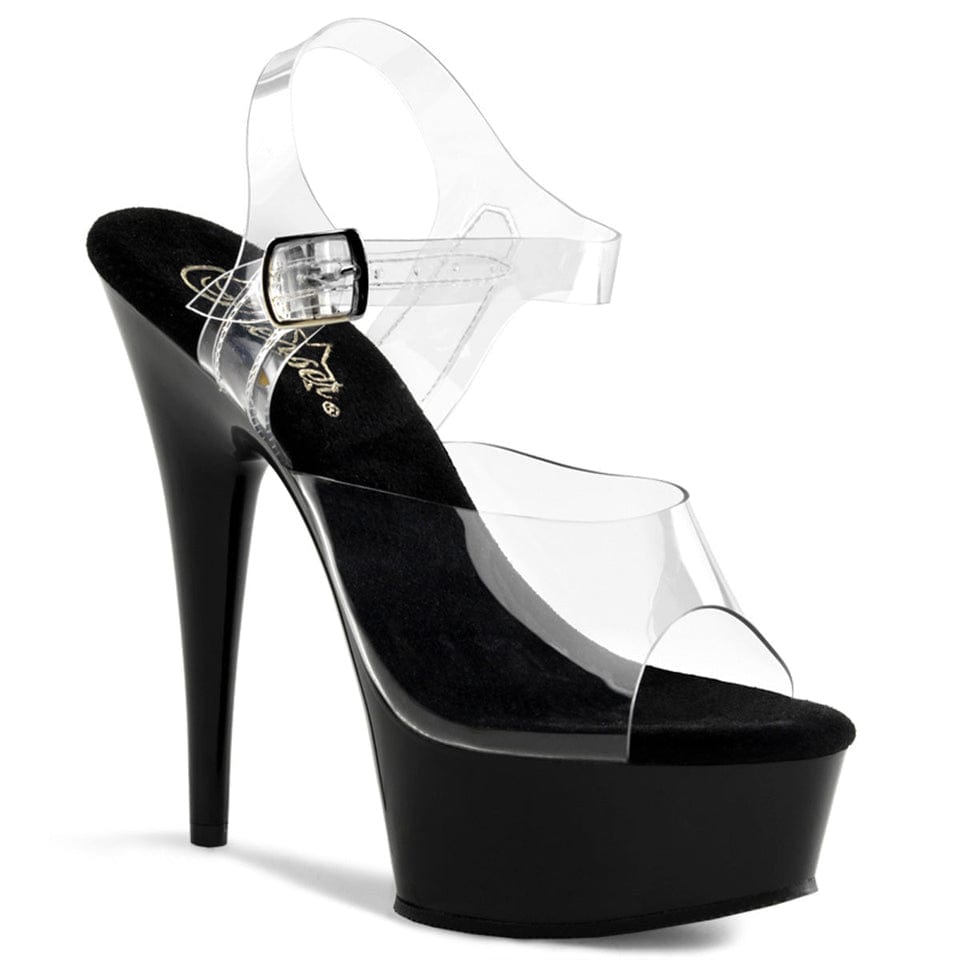 Pleaser - Delight 608 Clear & Black Platform Stiletto's with 6 inch Heel | UK 2-11 Pleaser - For Me To Love