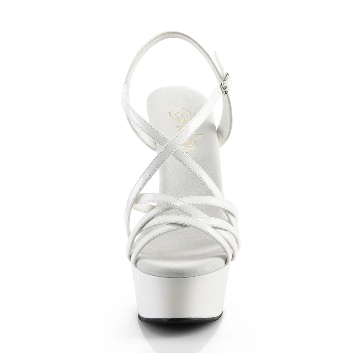 Pleaser - Delight 613 White Patent Strappy Platform Pumps with 6 inch Heel | UK 2-11 Pleaser - For Me To Love