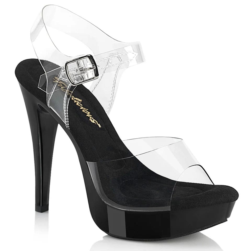 Pleaser Fabulicious - Cocktail 508 Clear/Black Platform Stiletto with 5 inch Heel | UK 2-11 Pleaser - For Me To Love