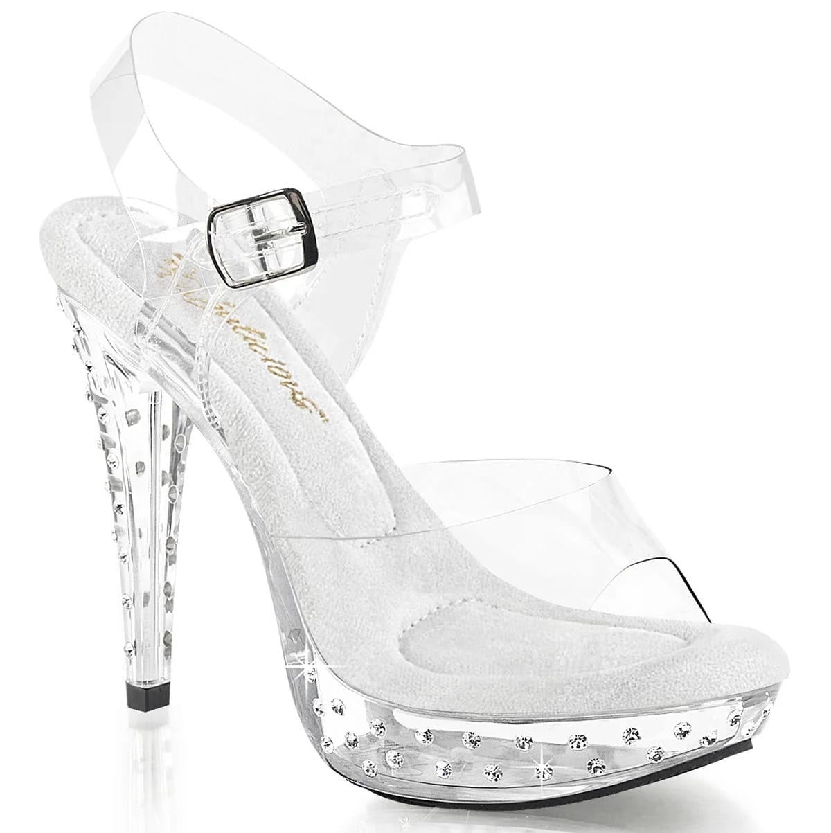 Pleaser Fabulicious - Cocktail 508SDT Rhinestone Studded Clear Platform Stiletto with 5 inch Heel | UK 2-11 Pleaser - For Me To Love
