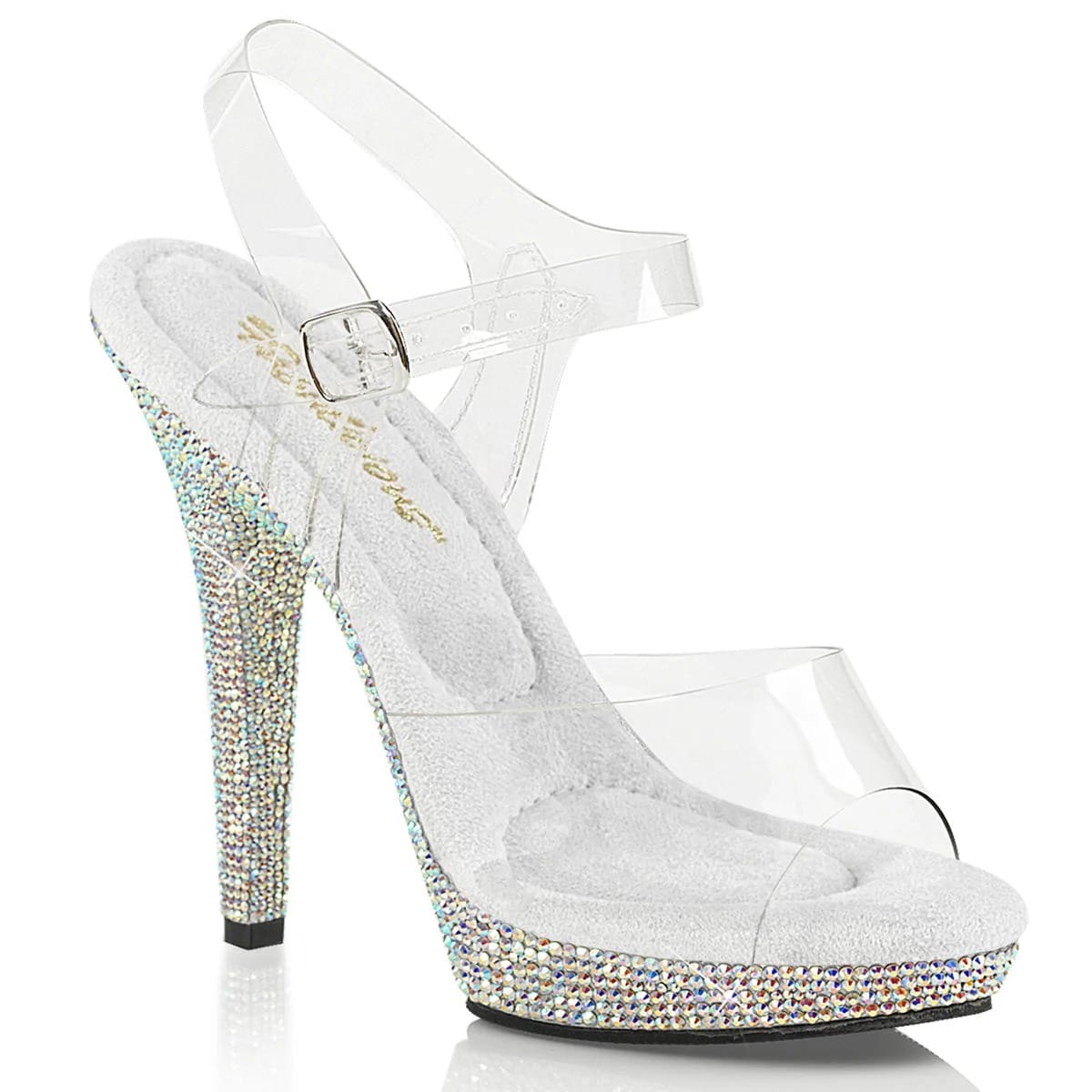 Pleaser - Fabulicious Lip 108DM Clear Platform Featuring Rhinestone Encrusted 5 inch Heel | UK 2-9 Pleaser - For Me To Love