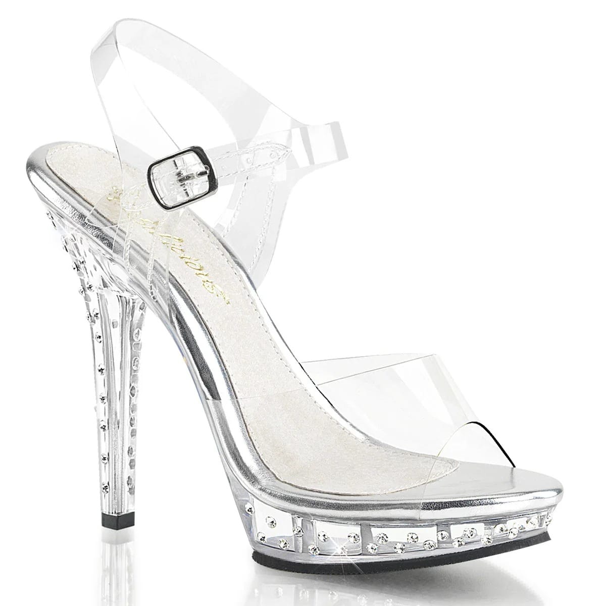 Pleaser - Fabulicious Lip 108SDT Clear Platform Featuring Rhinestone Studs with 5 inch Heel | UK 2-9 Pleaser - For Me To Love