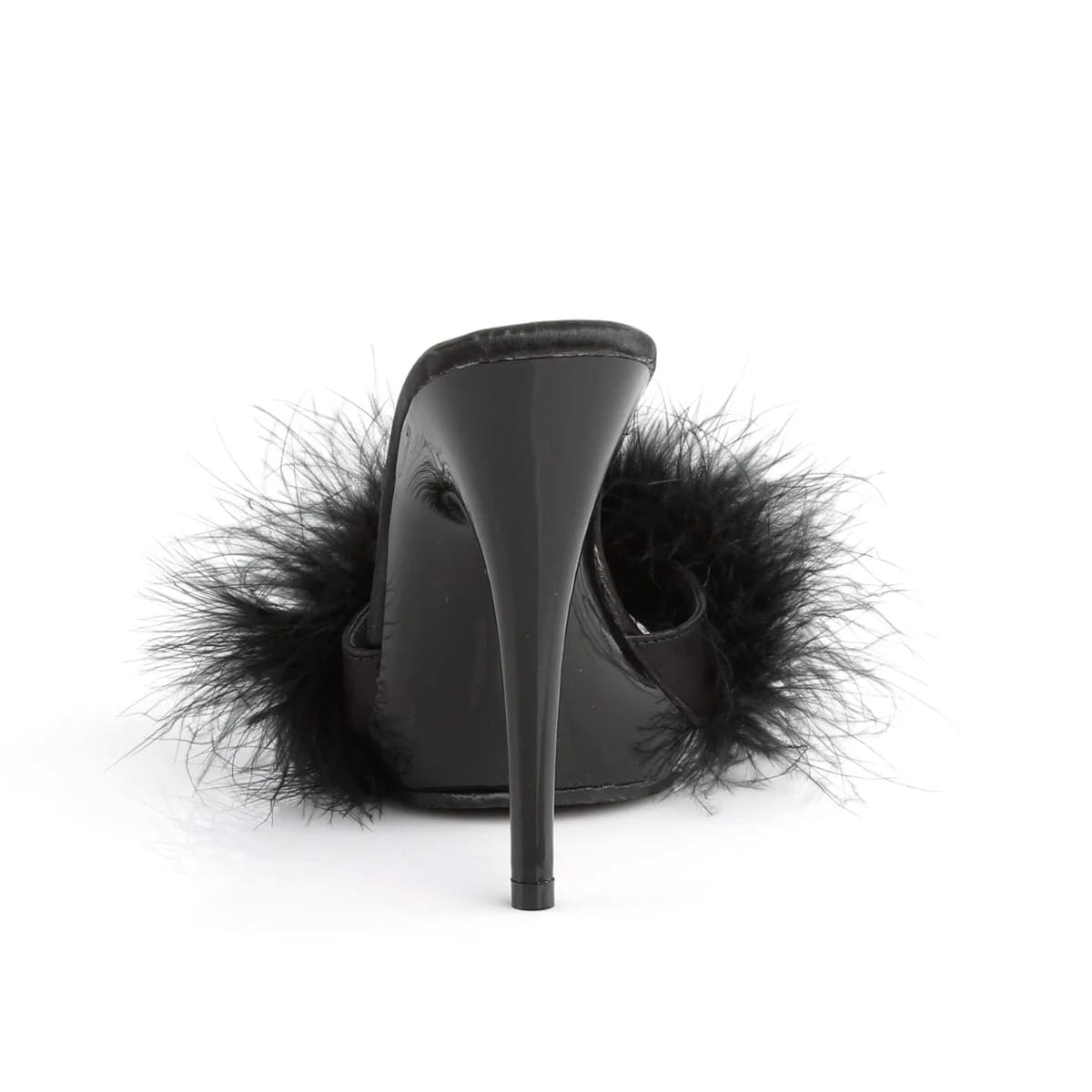 Pleaser - Fabulicious Poise 501 F Black Fur Mules with 5 inch Heel | UK 3-11 Pleaser - For Me To Love