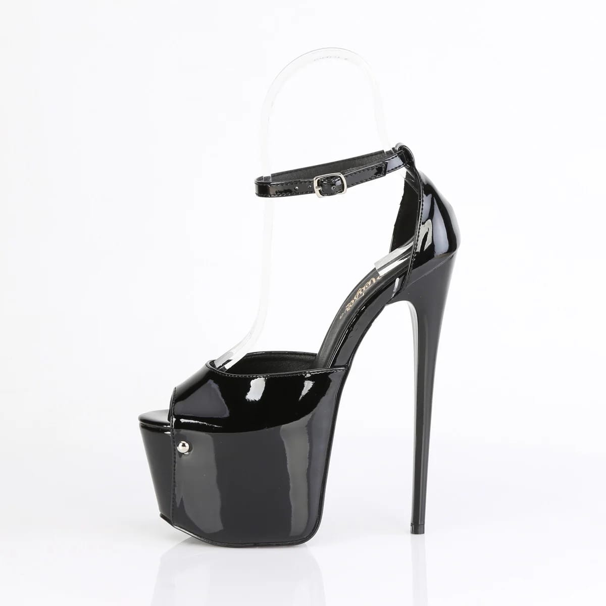 Pleaser - Jubilant 15 Black Patent Ankle Strap Stiletto with 7 inch Heel | UK 2-11 Pleaser - For Me To Love