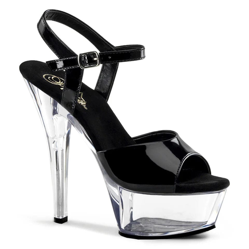 Pleaser - Kiss 209 Black/Clear Patent Platform Stilettos with 6 inch Heel | UK 2-11 Pleaser - For Me To Love