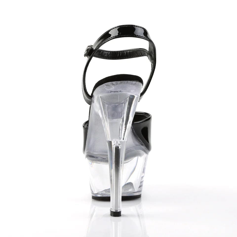 Pleaser - Kiss 209 Black/Clear Patent Platform Stilettos with 6 inch Heel | UK 2-11 Pleaser - For Me To Love