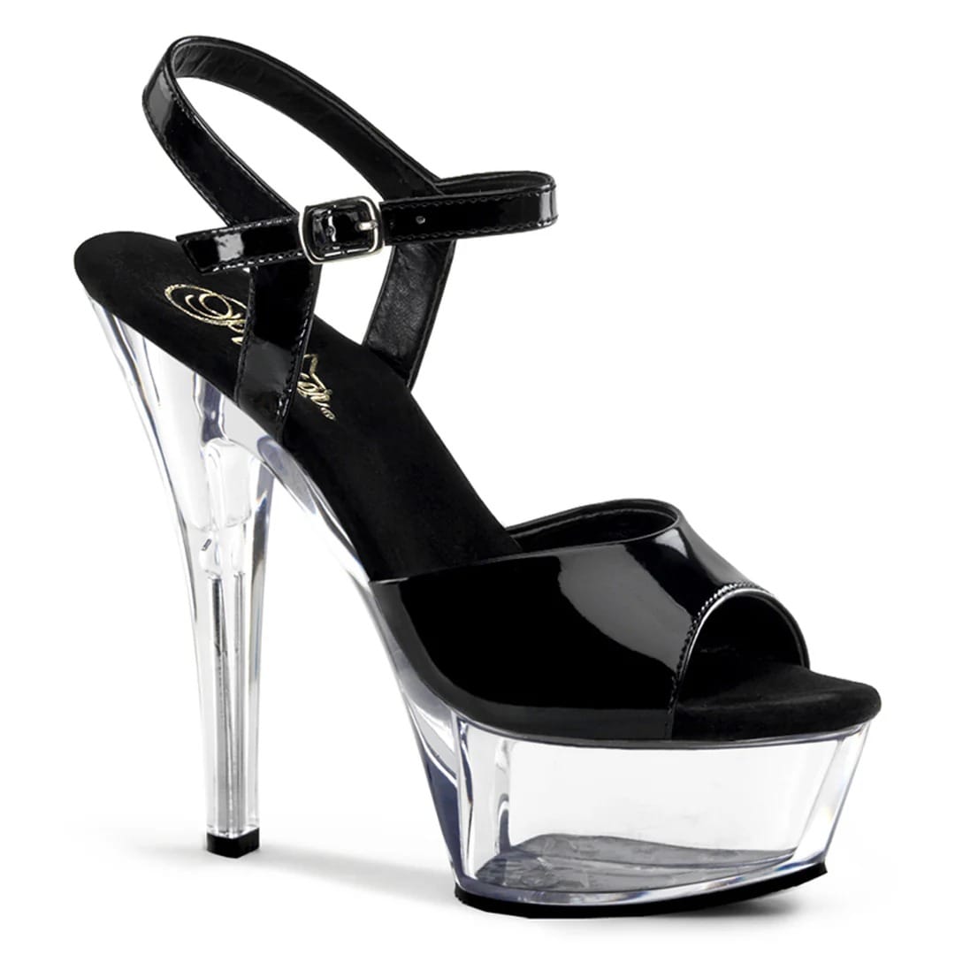 Pleaser - Kiss 209 Black/Clear Patent Platform Stilettos with 6 inch Heel | UK 2-11 Pleaser - For Me To Love