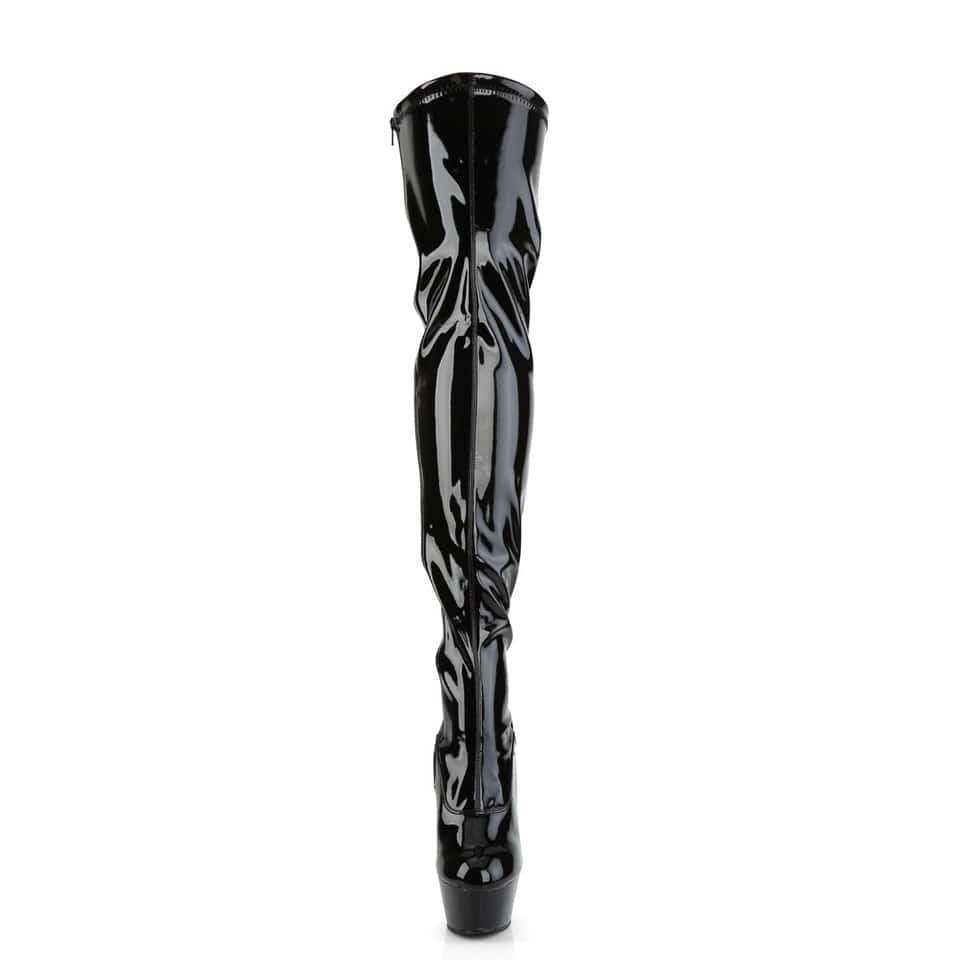 Pleaser - Kiss 3000 Black Patent Thigh High Boots with 6 inch Heel | UK 3-11 Pleaser - For Me To Love