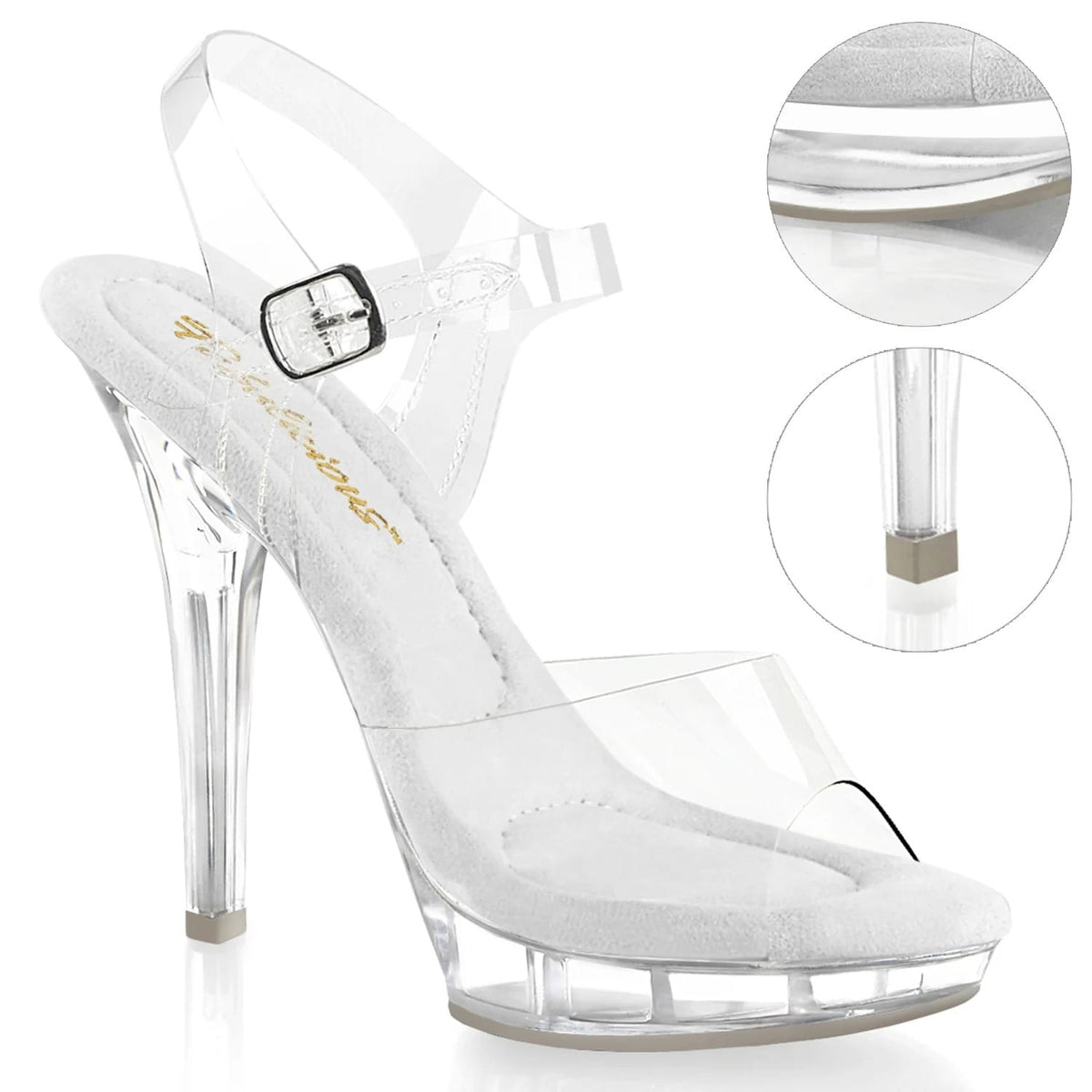 Pleaser - Lip 108 Light Gray Outsole & Clear Platform Stiletto with 5 inch Heel | UK 2-11 Pleaser - For Me To Love