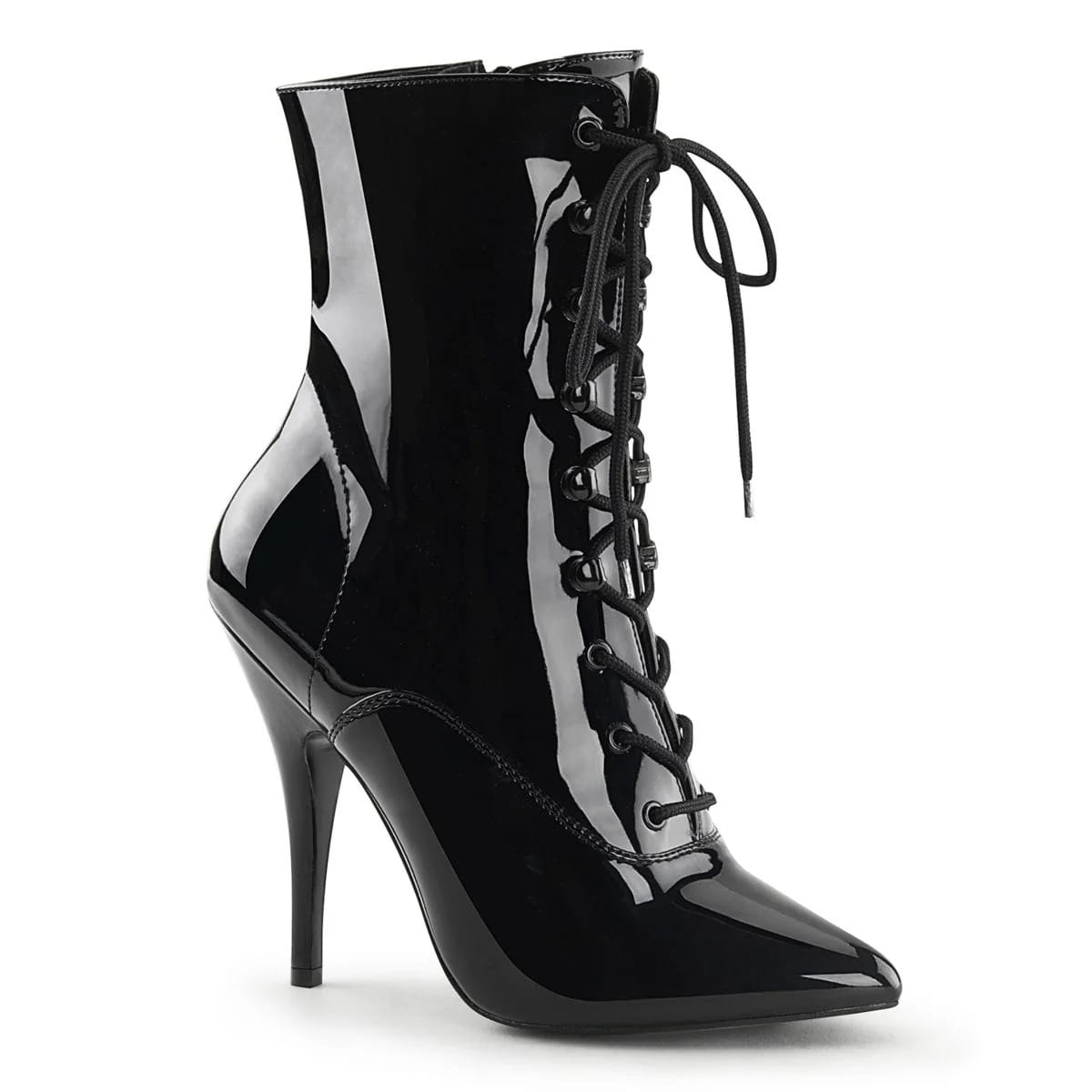 Pleaser - Seduce 1020 Black Patent Single Sole Ankle Boots with 5" Heel | UK 3-13 Pleaser - For Me To Love