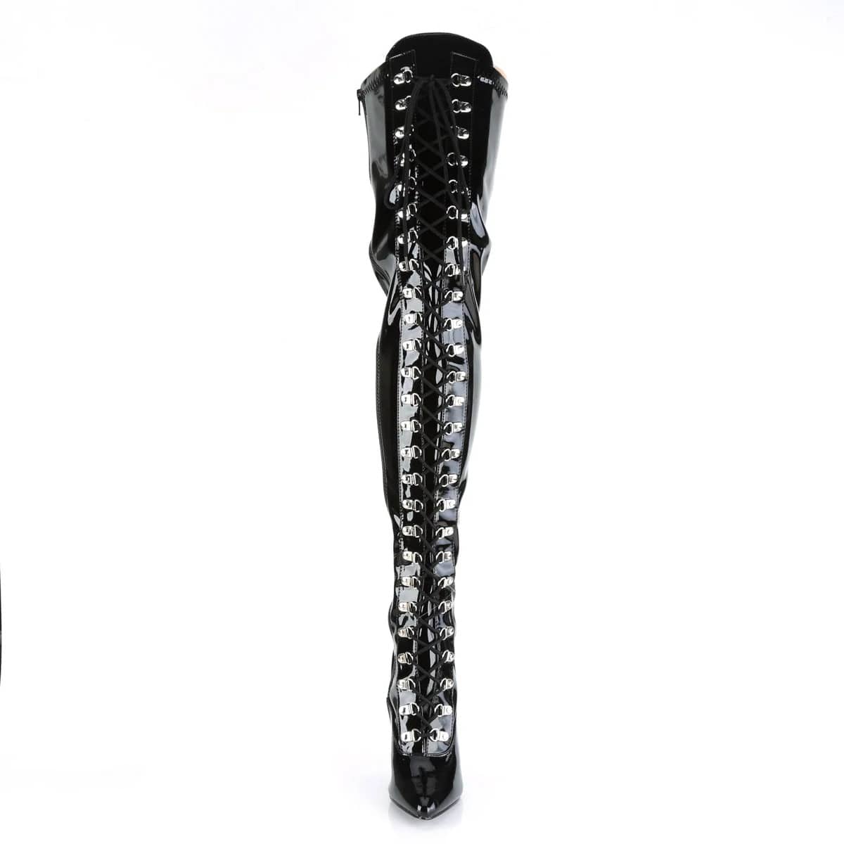 Pleaser - Seduce 3024 Black Patent Single Sole with 5" Heel Thigh-High Boots | UK 3-11 Pleaser - For Me To Love