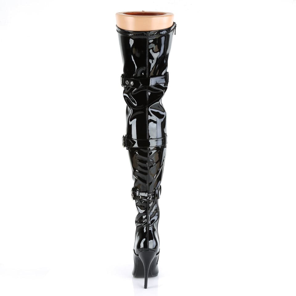 Pleaser - Seduce 3028 Single Sole with 5" Heel Thigh-High Boots with Buckles | UK 3-11 Pleaser - For Me To Love