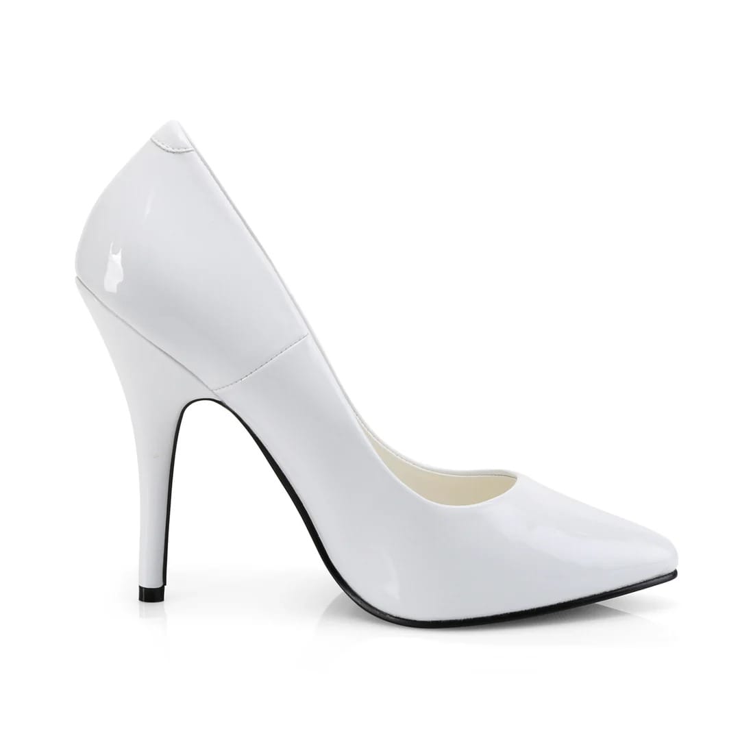 Pleaser - Seduce 420 White Classic Pump Court Shoe with 5 inch Heel | UK 2-13 Pleaser - For Me To Love
