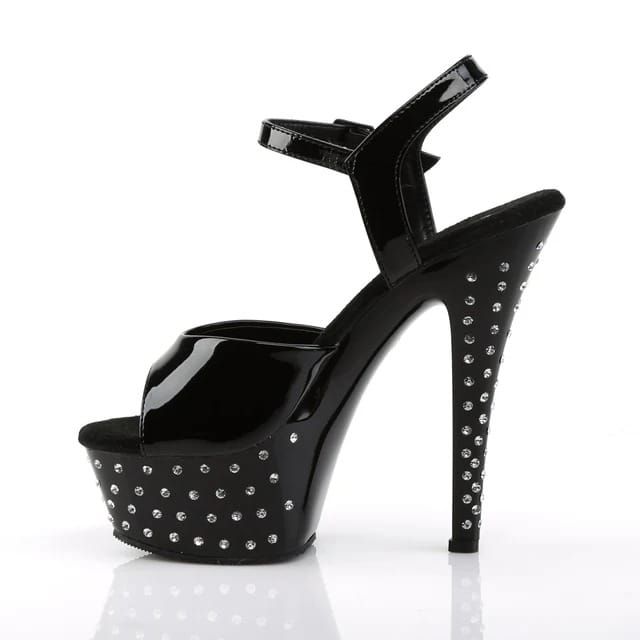 Pleaser - Stardust 609 Black Patent Rhinestone Platform Stilettos with 6 inch Heel | UK 2-8 Pleaser - For Me To Love