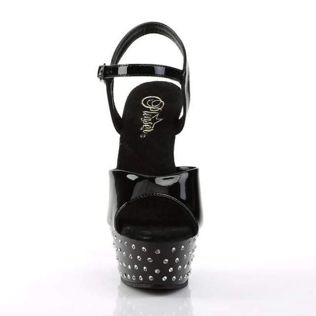 Pleaser - Stardust 609 Black Patent Rhinestone Platform Stilettos with 6 inch Heel | UK 2-8 Pleaser - For Me To Love