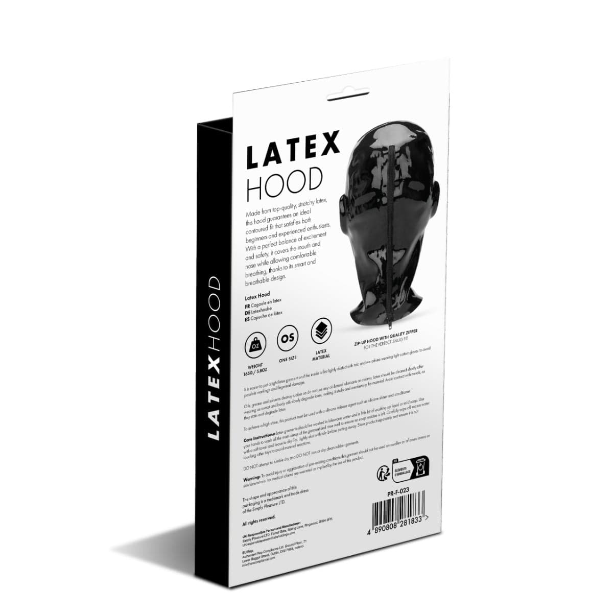 Prowler Red - Bondage Play Latex Hood with Back Zip | Black prowler red - For Me To Love