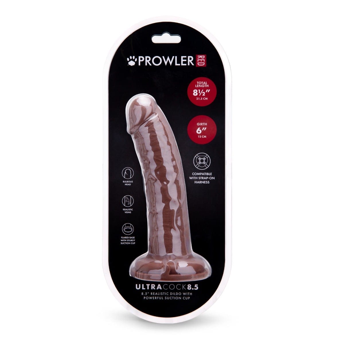 Prowler Red - Ultra Cock Caramel Dildo with Suction Cup Base | 8.5 inches Prowler Red - For Me To Love