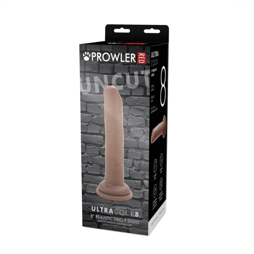 Prowler RED Uncut Ultra Cock 8 inch with Suction Cup Prowler Red - For Me To Love