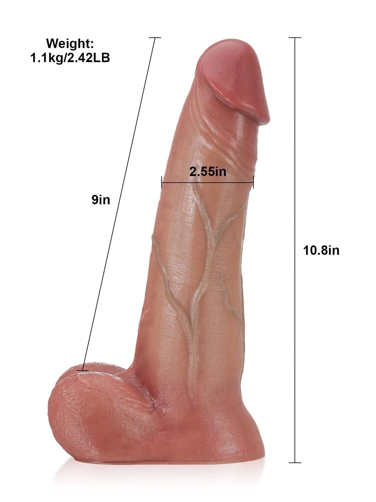 Raptor II Huge Thick Sliding Skin Vac-U-Lock Dildo With Moving Balls & Vac U Lock Suction Cup | 10.8 x 2.5 inches Realdick - For Me To Love