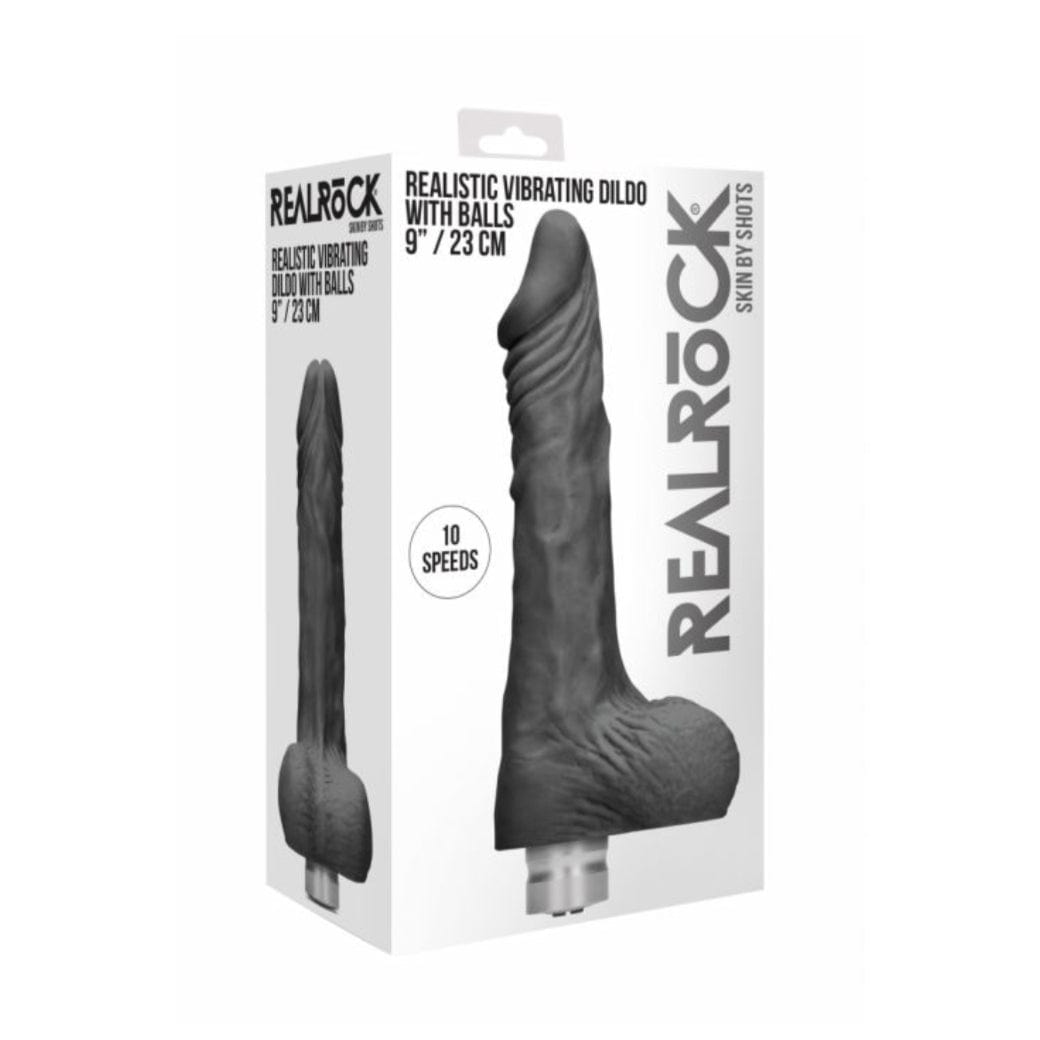 REAL ROCK - 9 inch REALISTIC VIBRATING DILDO - BLACK Real Rock - For Me To Love