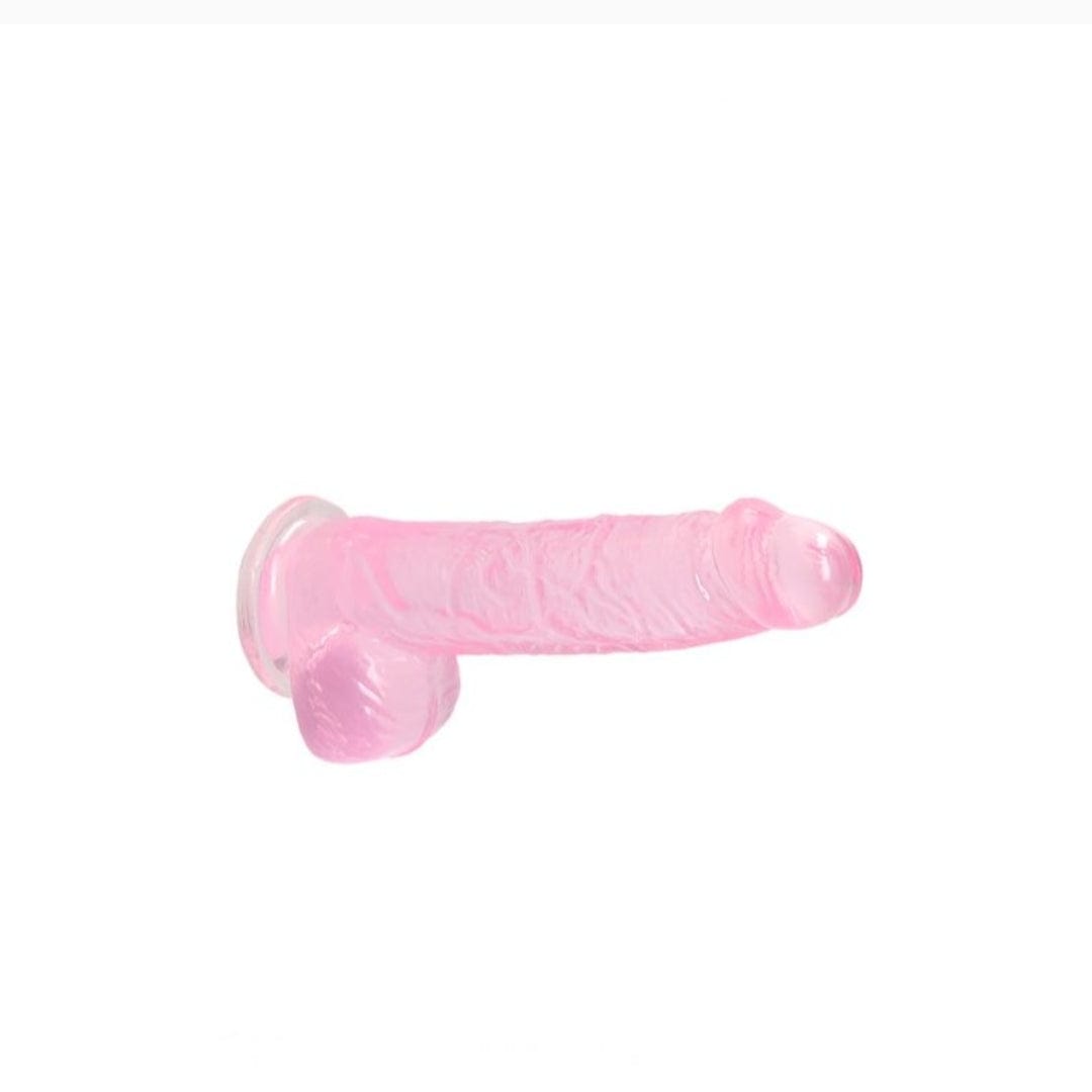 Real Rock Crystal Clear 6" Realistic Dildo With Balls (Pink) Real Rock - For Me To Love