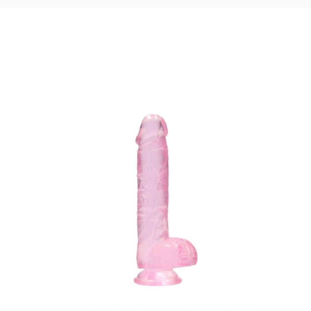 Real Rock Crystal Clear 6" Realistic Dildo With Balls (Pink) Real Rock - For Me To Love